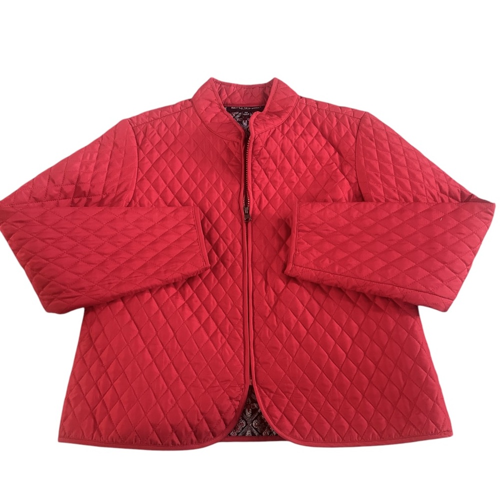 Womens Briggs New York Red Quilted Light Jacket size Medium Petite MP